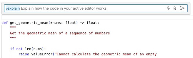Figure 3.19: Copilot editor inline chat in VS Code