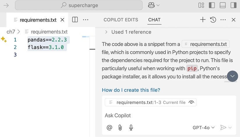 Figure 7.7: Chat window explanation of a full file highlighted content