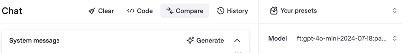 Figure 11.12: Playground comparison selecting the base model to compare