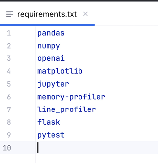 Figure 3: Requirements.txt file for this book