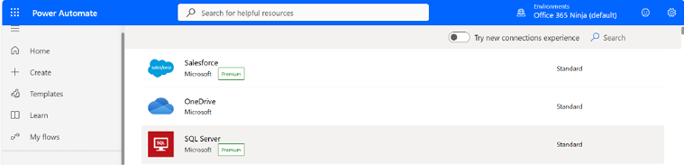 Figure 13.11 – Selecting the SQL Server connection type
