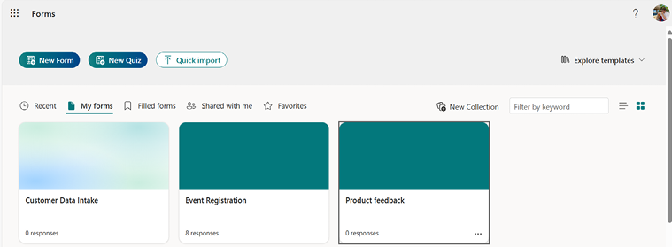 Figure 14.13 – Forms dashboard