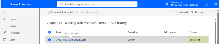 Figure 14.15 – Expanding the flow run