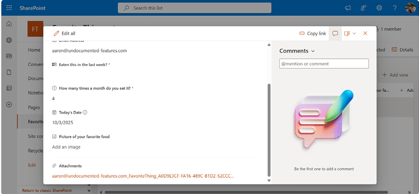 Figure 16.18 – Reviewing the uploaded content on the SharePoint list