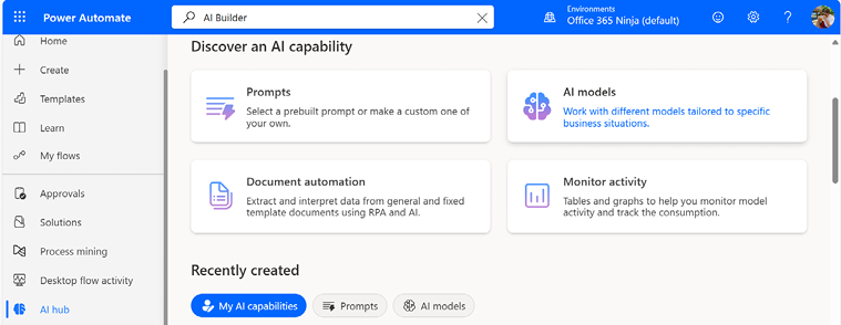 Figure 21.5 – Launching AI Builder