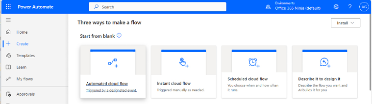 Figure 22.8 – Starting a new flow