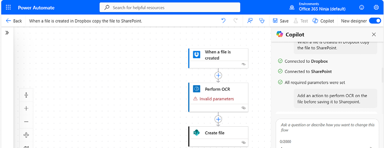 Figure 23.7 – Adding an OCR action through Copilot