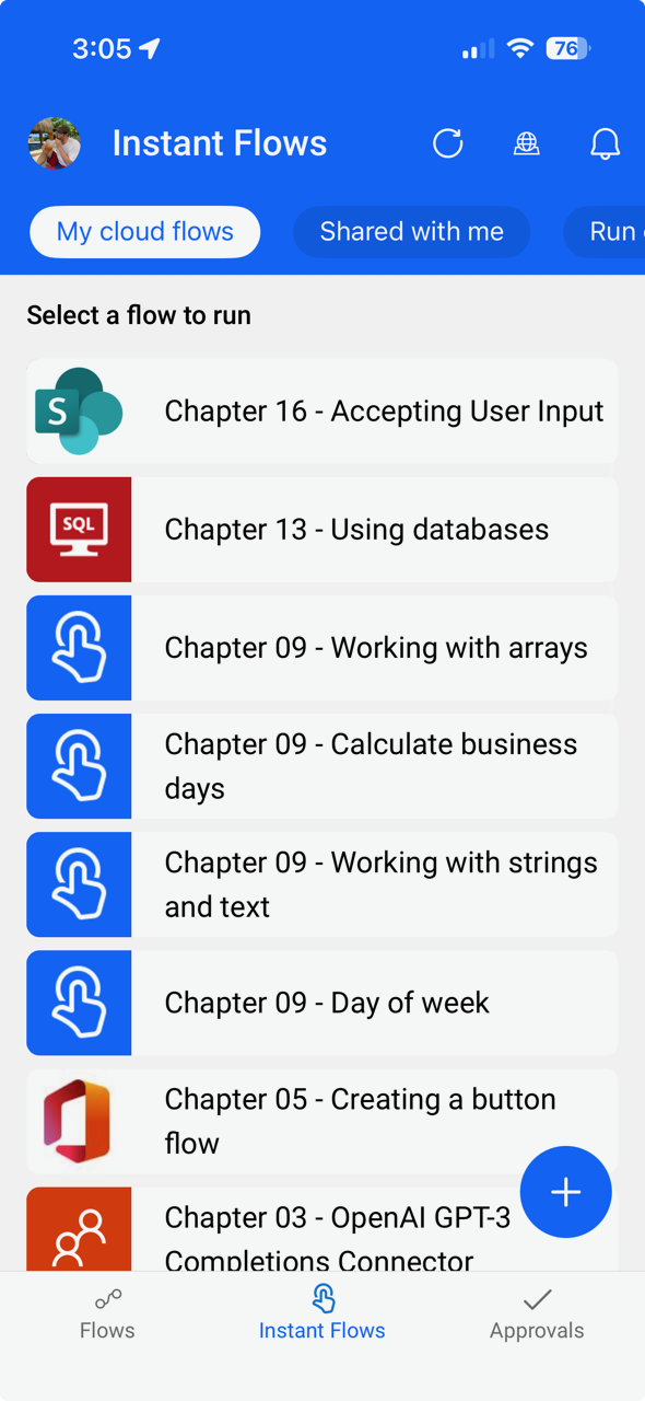 Figure 16.16 – Launching the instant flow