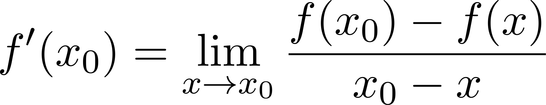 f′(x0) = lim f(x0)−-f-(x-) x→x0 x0 − x 