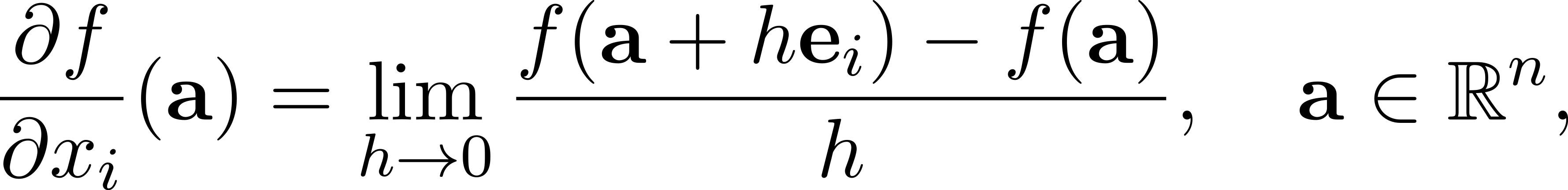 ∂f-(a) = lim f(a+-hei)-−-f(a), a ∈ ℝn, ∂xi h→0 h 