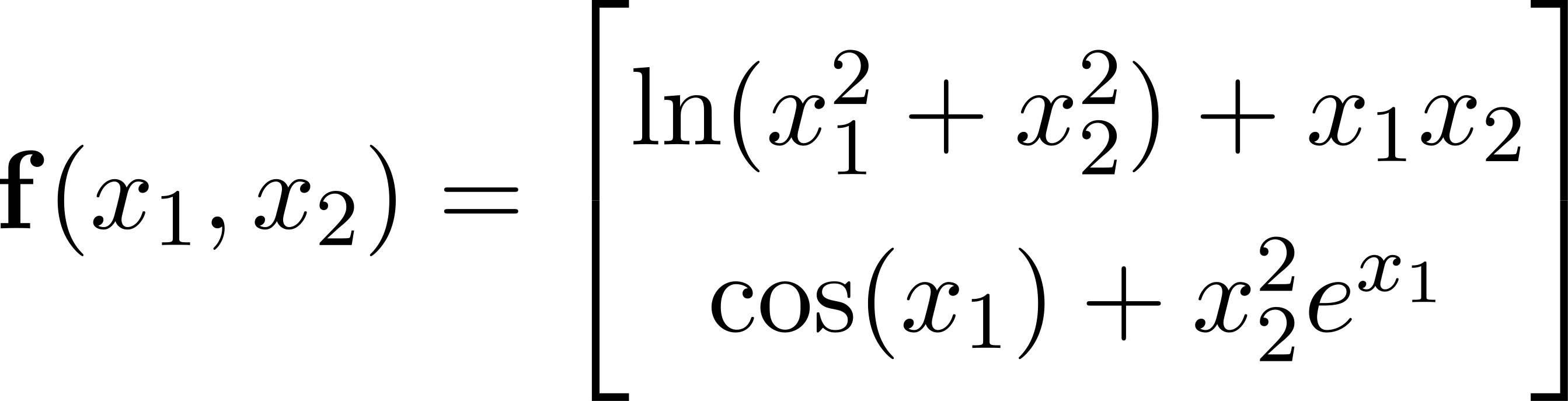  ⌊ ⌋ ln(x21 + x22) + x1x2 f(x1,x2) = ⌈ 2 x1 ⌉ cos(x1)+ x 2e 