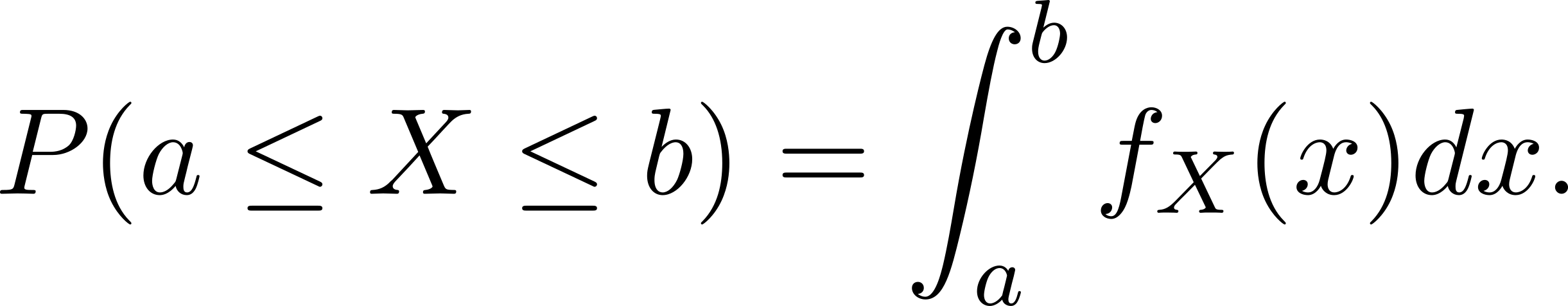  ∫ b P(a ≤ X ≤ b) = a fX (x)dx. 