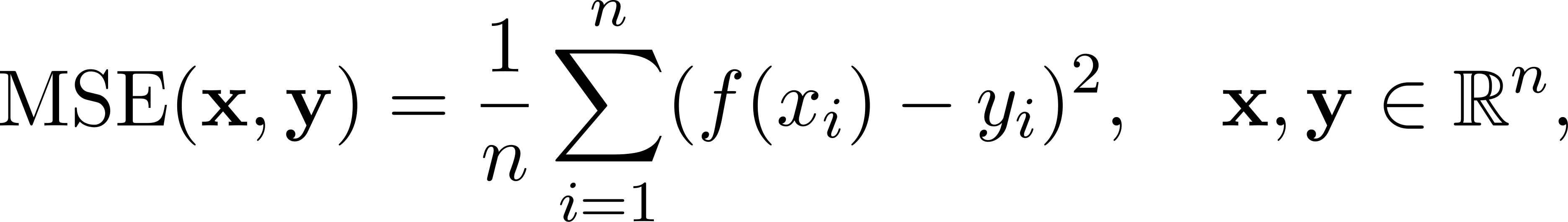  n 1-∑ 2 n MSE (x,y) = n (f(xi)− yi), x, y ∈ ℝ , i=1 