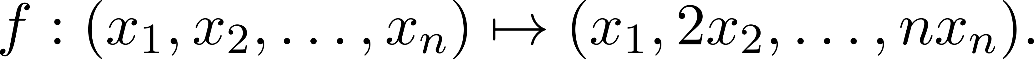 f : (x1,x2,...,xn ) ↦→ (x1,2x2,...,nxn ). 