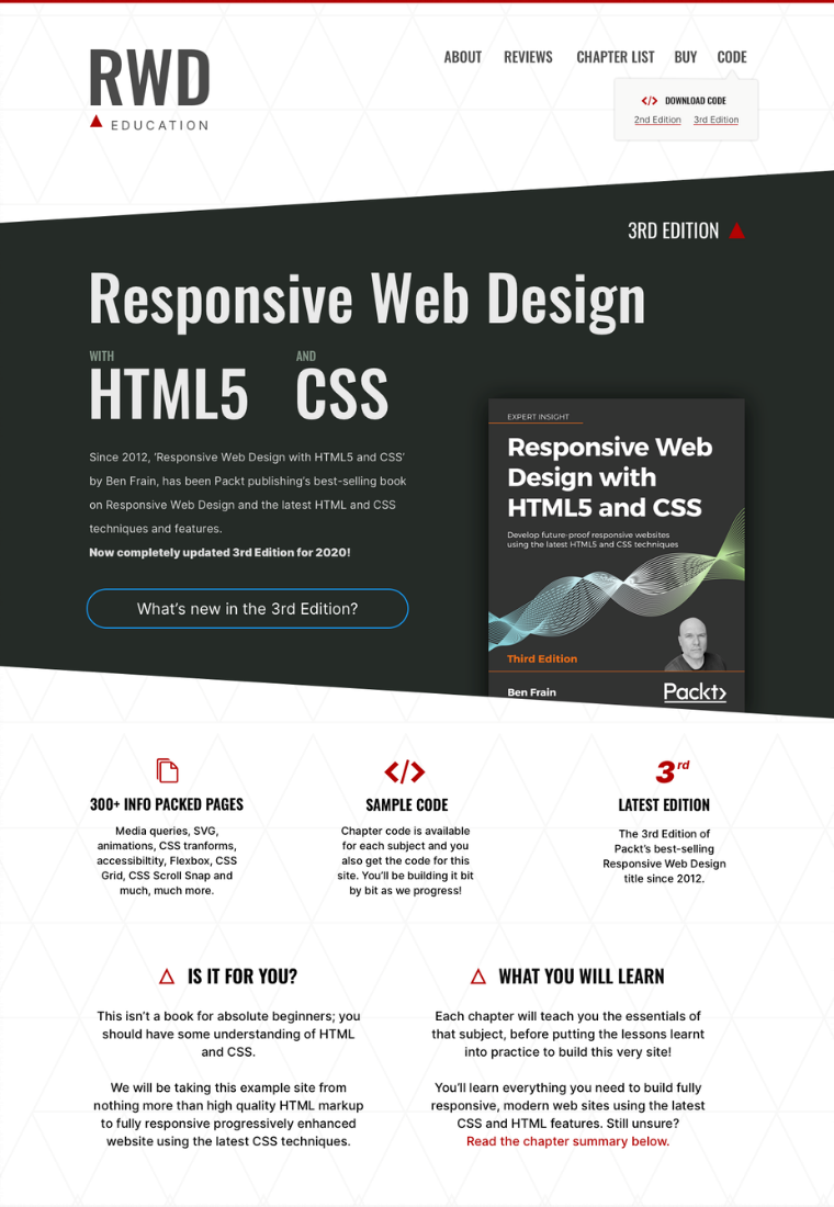 Figure 2.4: The design for the website made for this book