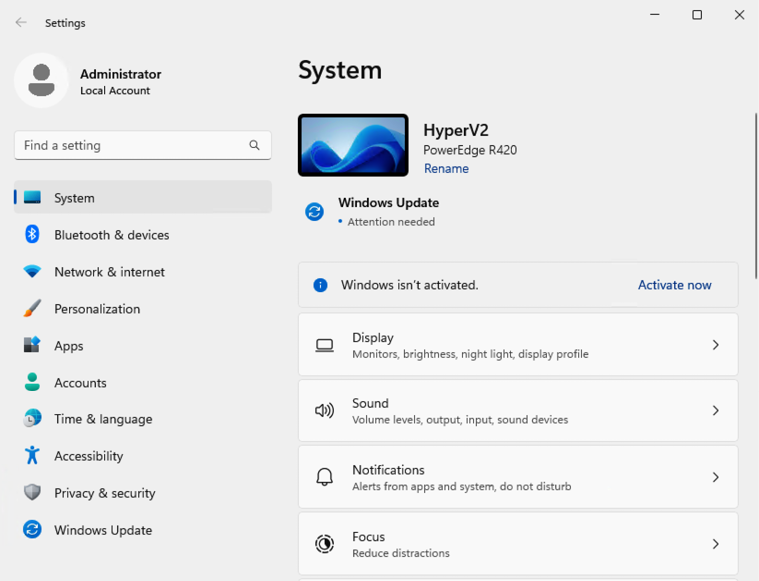 Figure 1.13: Windows Settings