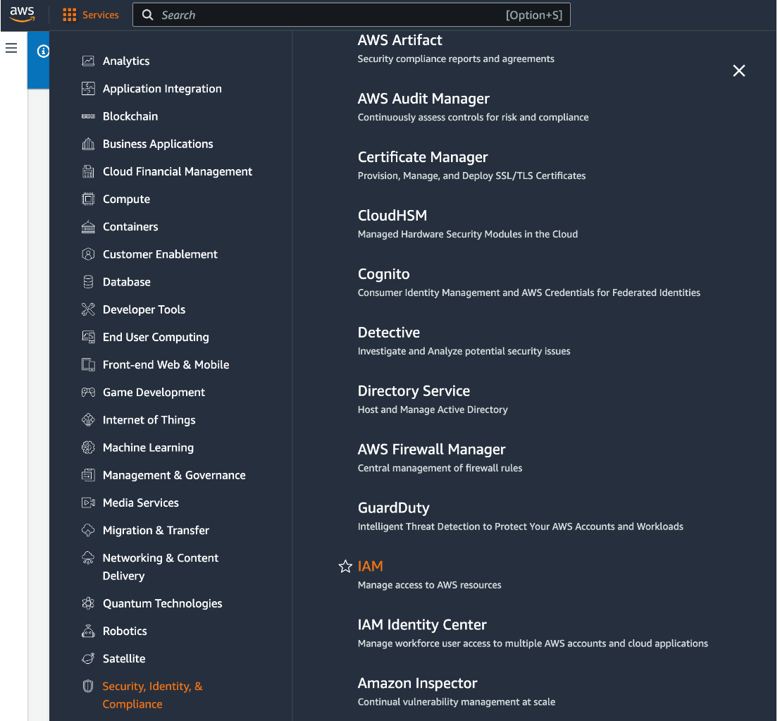 Figure 1.9 – Navigate to IAM