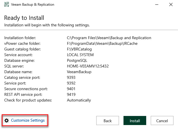 Figure 1.6 – Option to specify different settings