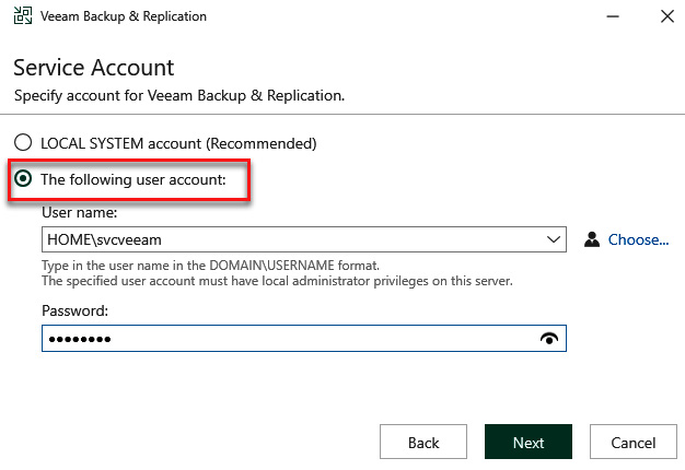 Figure 1.7 – Server user account