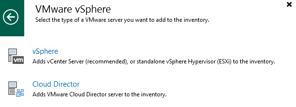 Figure 1.15 – vSphere or vCloud Director selection