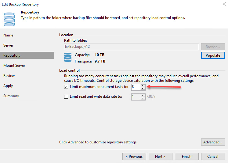 Figure 1.22 – Repository task limit