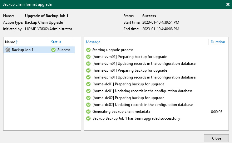 Figure 1.46 – Backup chain format upgrade progress