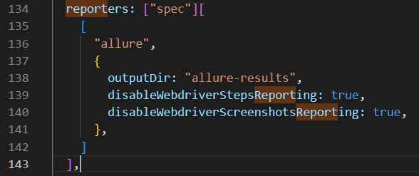 Figure 12.2 – Adding Allure configuration to the wdio.config.ts file