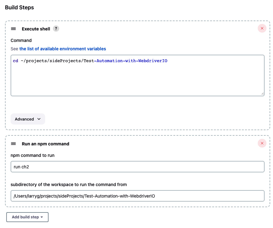 Figure 15.12 – Adding build steps