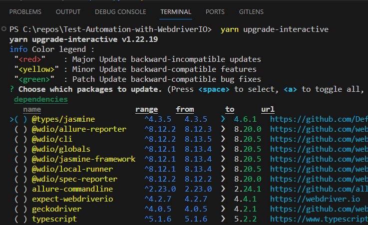 Figure 2.11 – Interactive package list for upgrading