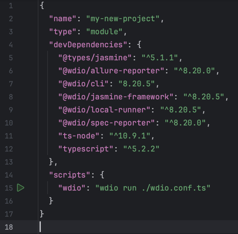 Figure 2.17 – All devDependancies in the wdio project