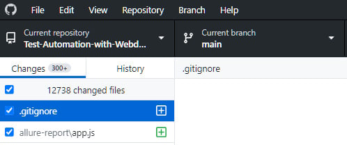 Figure 2.20 – GitHub Desktop indicates over 12,000 files to be committed to the new repo