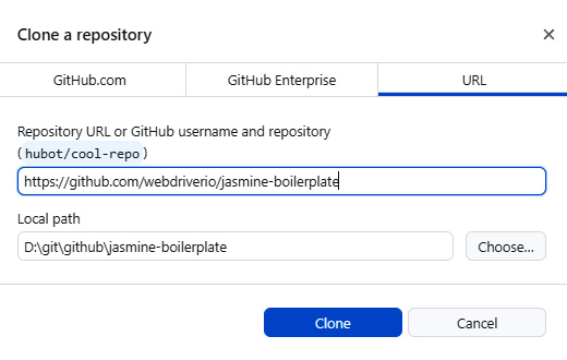 Figure 2.7 – Cloning from the source path to the local destination