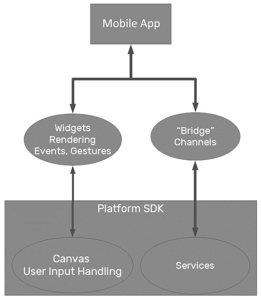 Figure 1.5 – Flutter access to services and the canvas