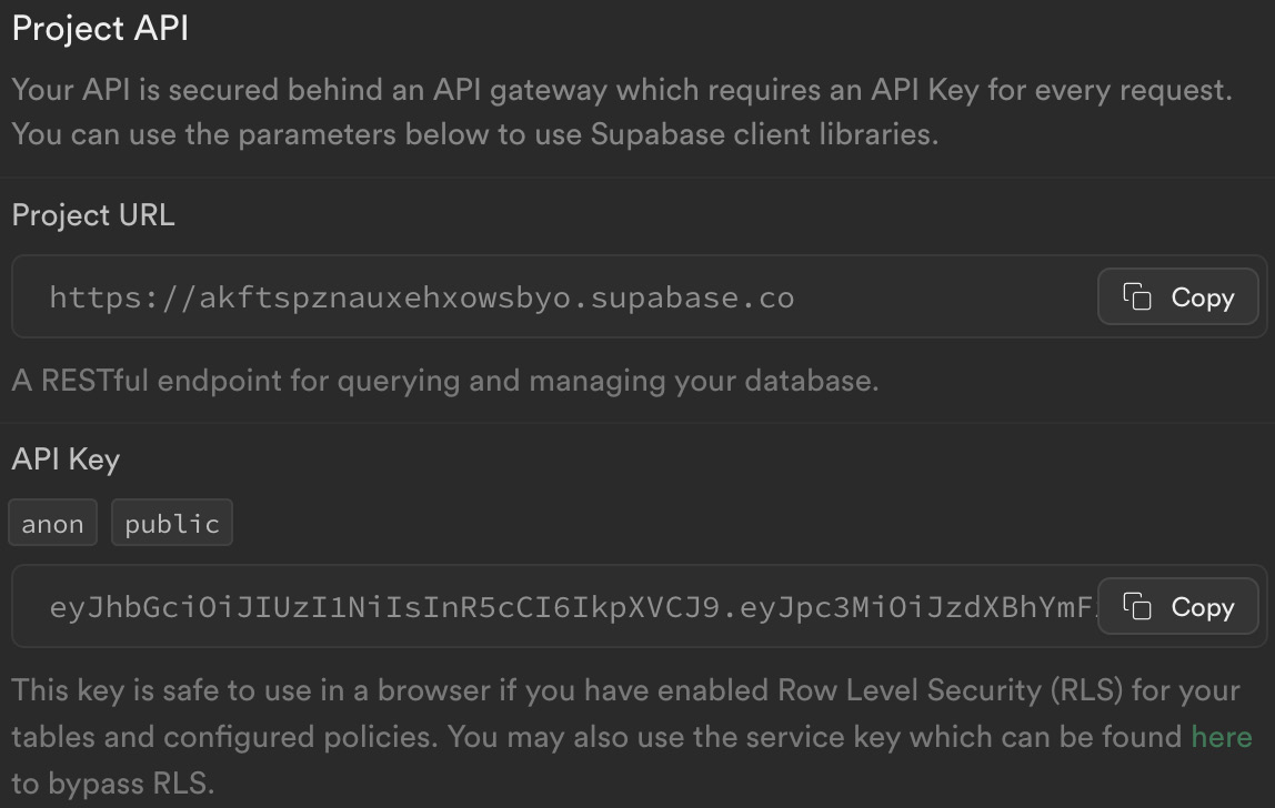 Figure 7.1 – API settings for our expense-tracker project