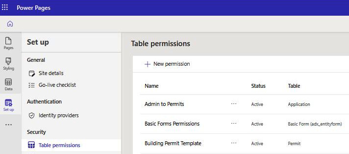 Figure 5.1 – Table permissions