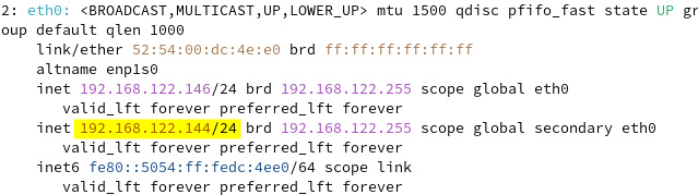 Figure 7.23 – New IP address assigned to eth0
