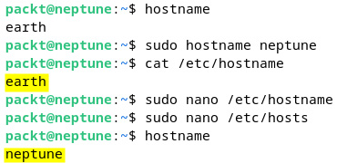 Figure 7.25 – The /etc/hostname and /etc/hosts files