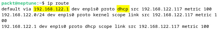 Figure 7.26 – Querying the IP route for DHCP information