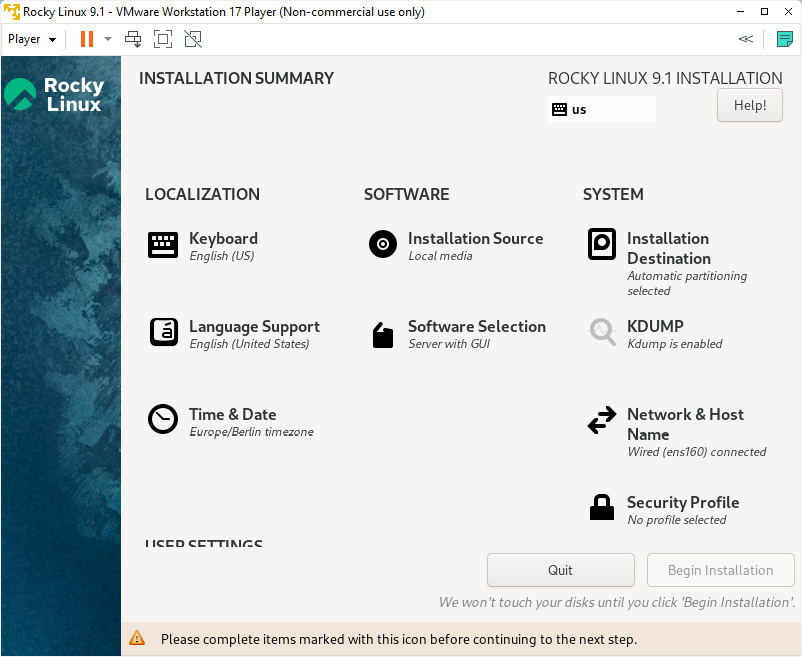 Figure 1.5 – The Rocky Linux installation GUI