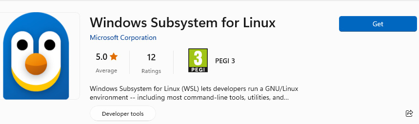 Figure 1.9 – WSL application from the Windows Store