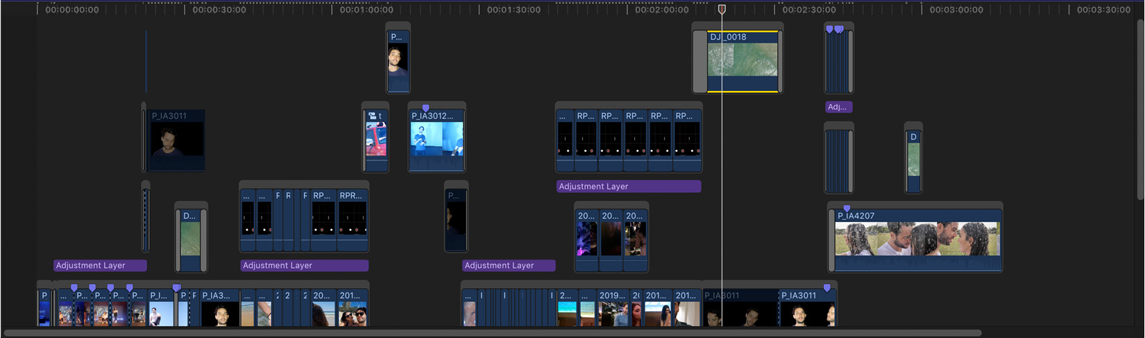 Figure 1.4: Part of the Timeline for a music video; your Timelines might be simpler, or more complex