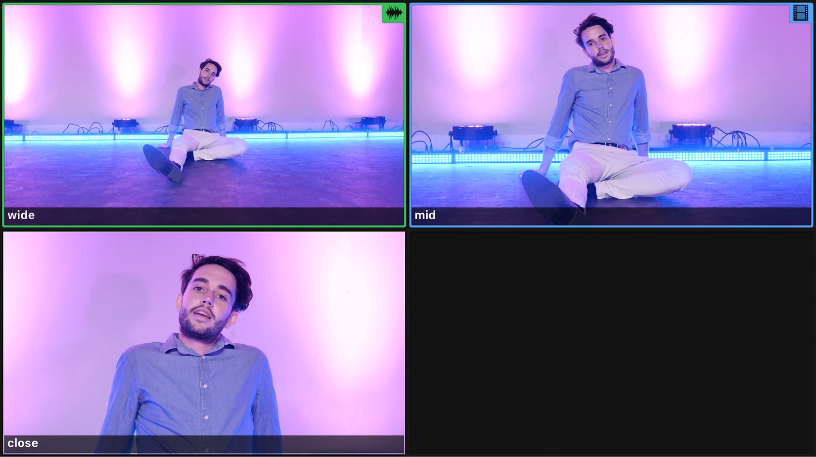Figure 2.21: Shooting the same subject from multiple angles gives you editing choices