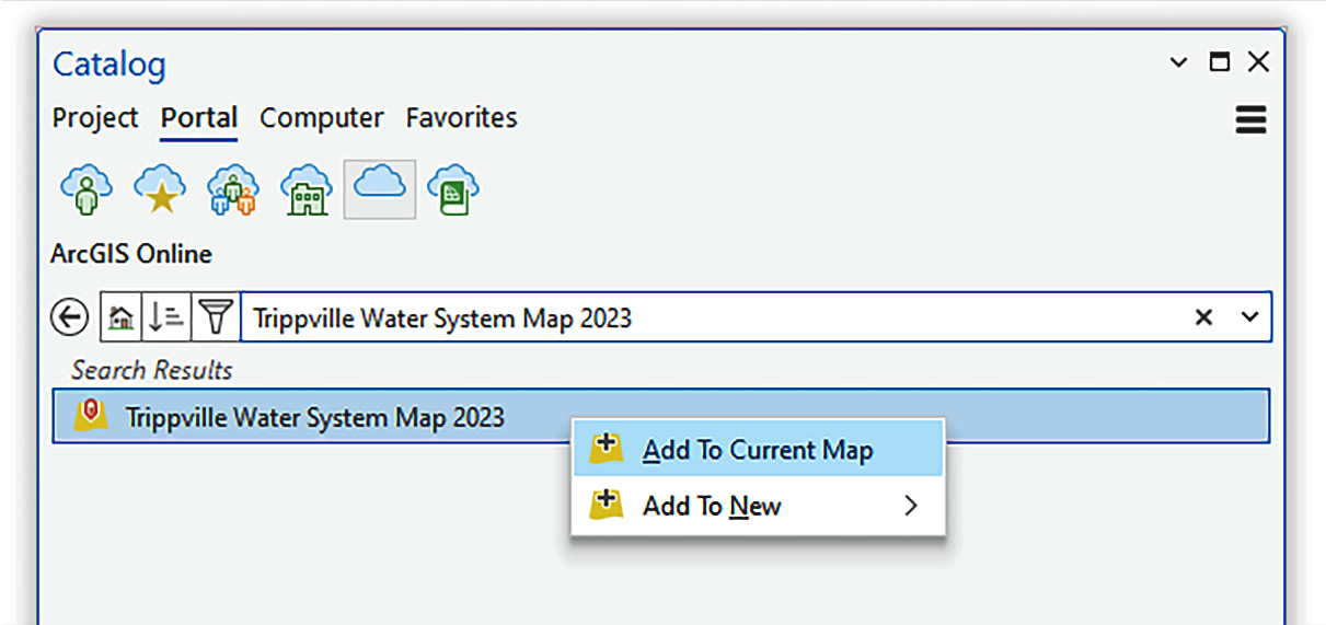 Figure 2.16 – Adding an ArcGIS Online feature service as a layer to the current map﻿