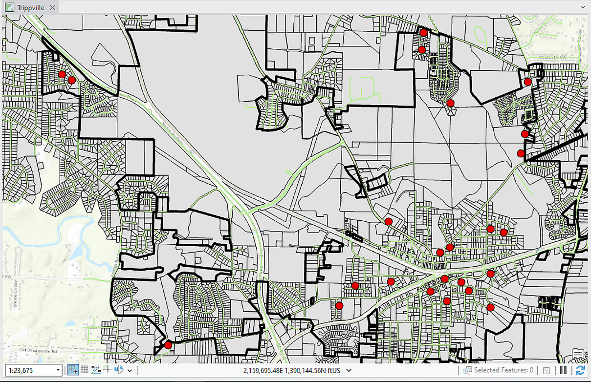 Figure 2.29 – Map zoomed into the geocoding results