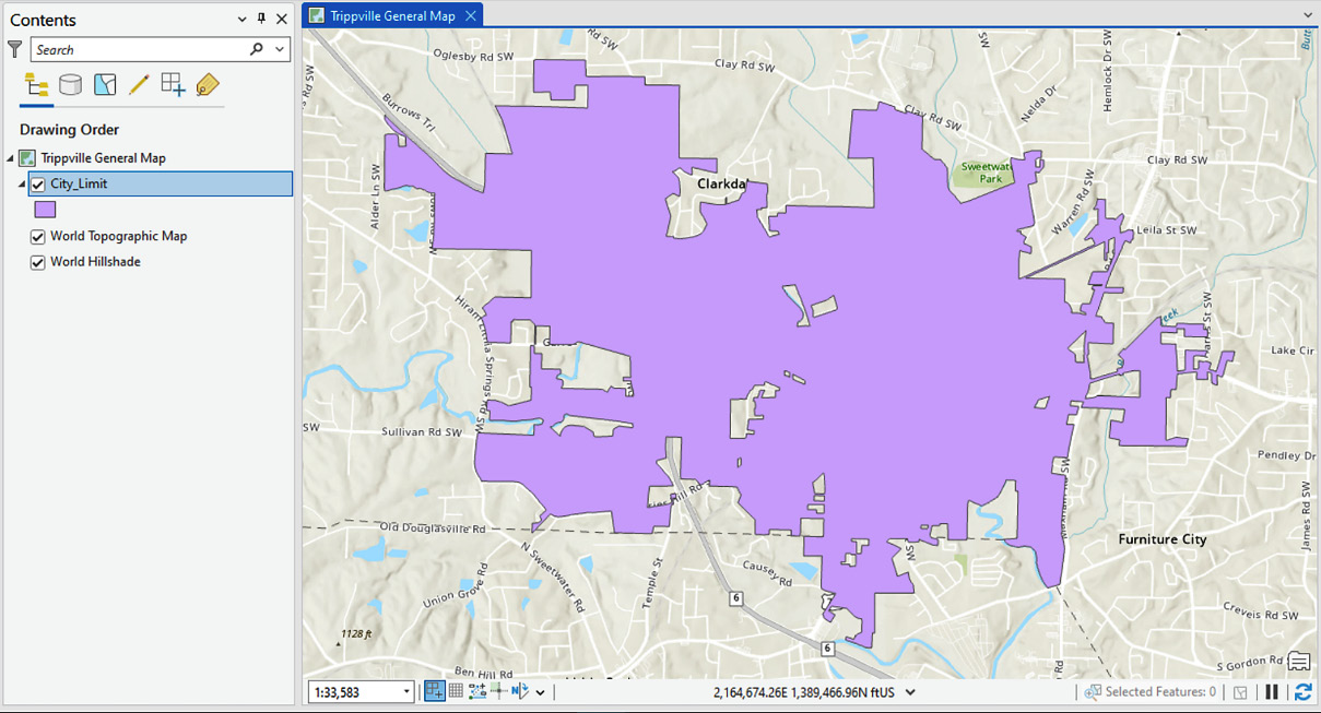 Figure 2.3 – Map with ﻿the City_Limit layer added