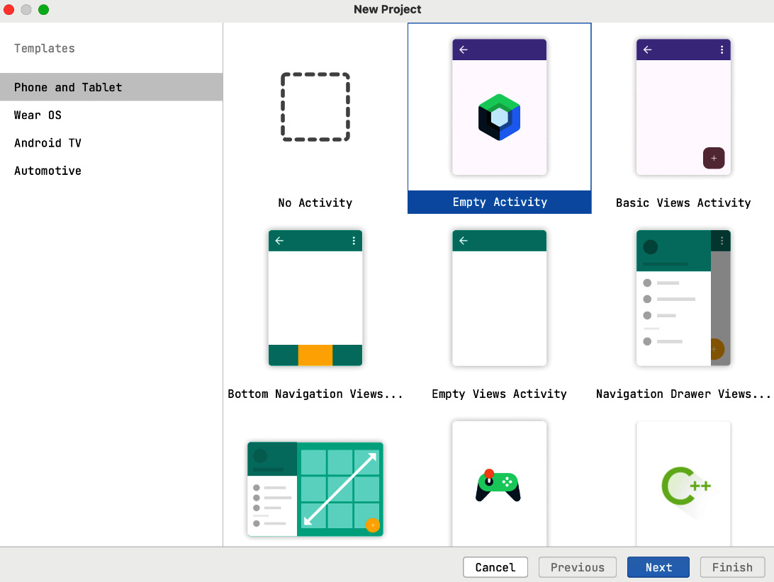 Figure 2.4 – New Project | Templates screen