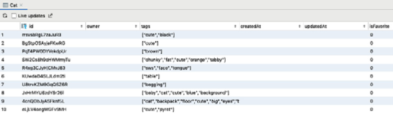 Figure 10.21 – Cat database