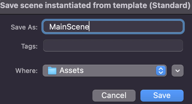 Figure 1.16 – Choosing a name for the new scene