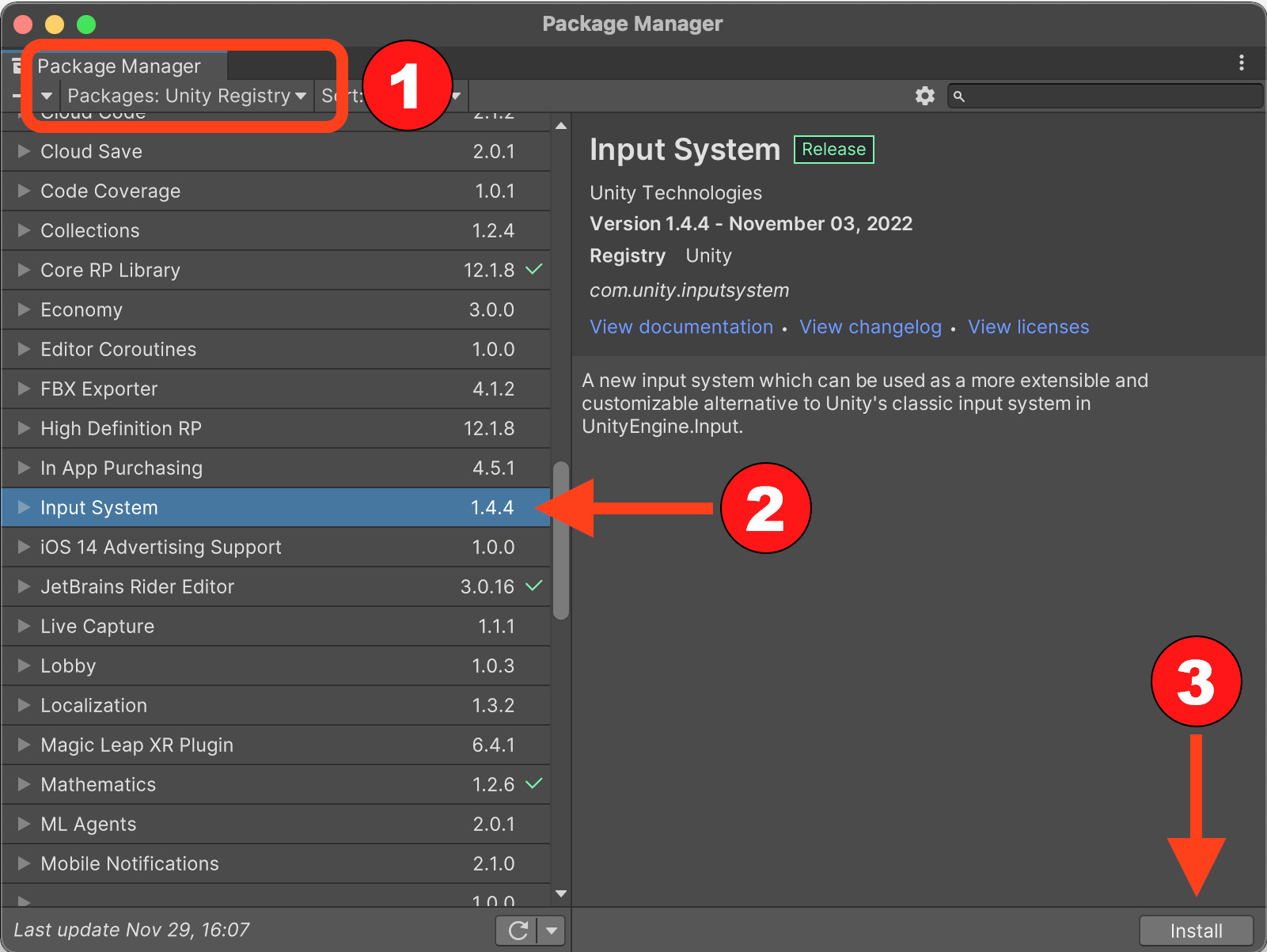 Figure 1.23 – Locating the new Input System plugin in Package Manager