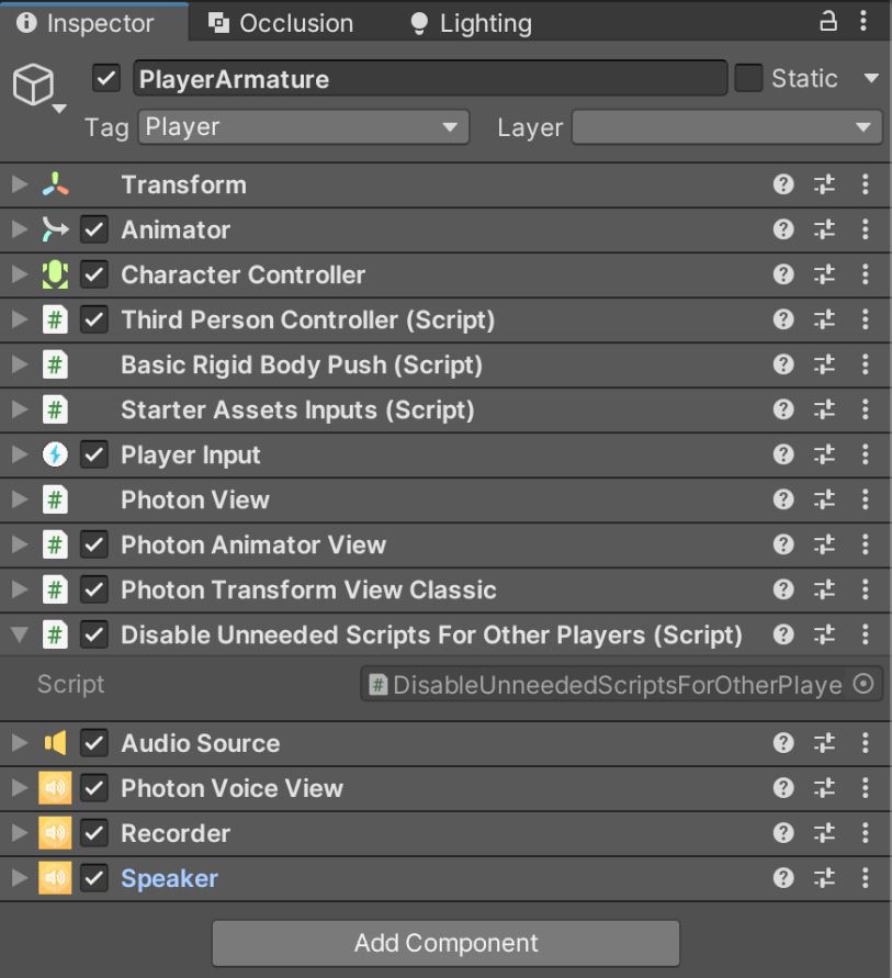 Figure 10.15 – PlayerArmature Inspector panel